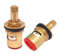 Lot de 2 cartouches de robinet de rechange, cartouche à disque en céramique à 20 dents G1/2", valve de robinet de rechange en laiton, pour robinet de salle de bain et cuisine (court, diamètre du