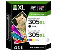 Lot de 2 cartouches d'encre de rechange 305XL pour HP 305 Noir et couleur pour HP DeskJet 2810e 2820e 2700 2710e 2720e 2700e 2700e 2722e 2800e Envy 6000 6020e 6032e 6400