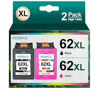 Lot de 2 Cartouches d'encre de Rechange 62XL 62 XL pour HP 62XL HP62 XL Noir Couleur HP 62 Noir et Couleur pour HP Envy 5640 5540 7640 5548 5544 5646 OfficeJet 5740 5742 250