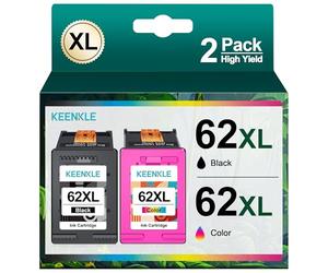 Lot de 2 Cartouches d'encre de Rechange 62XL 62 XL pour HP 62XL HP62 XL Noir Couleur HP 62 Noir et Couleur pour HP Envy 5640 5540 7640 5548 5544 5646 OfficeJet 5740 5742 250