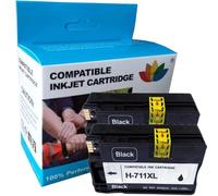 Lot de 2 Cartouches d'encre Noire de Remplacement HP711 CZ133A compatibles avec Les imprimantes Jet d'encre HP 711 XL et D-signjet T120 et T520.