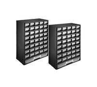 Lot de 2 casiers à vis 41 tiroirs transparents noir/blanc