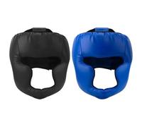 Lot de 2 casques de boxe pour adultes, casque de kickboxing, équipement Mma Taekwondo, réglable, bleu noir, convient aux têtes de 57 à 66 cm