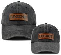 Lot de 2 casquettes de baseball Legend and Legacy pour papa fils, patch en coton réglable en cuir pour parent-enfant, Noir brodé, Taille unique