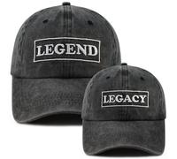 Lot de 2 casquettes de baseball Legend and Legacy pour papa fils, patch en coton réglable en cuir pour parent-enfant, noir, Taille unique