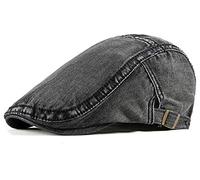 Lot de 2 casquettes en coton denim pour homme style chauffeur, chasseur, Gatsby, noir, Taille unique
