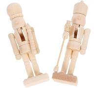 Lot de 2 casse-noisettes non peints - Embryon blanc - Soldat en bois - Figurine de soldat de Noël - Décoration de maison - Marionnette - Soldat en bois, Normal