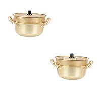 Lot de 2 casseroles à ramen en acier inoxydable avec couvercle - Cuiseur à nouilles rapide - Ustensiles de cuisine d'extérieur en aluminium