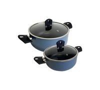 Lot de 2 casseroles de Ø20 Ø 24 cm avec couvercle en aluminium pressé couleur bleue NOIA San Ignacio