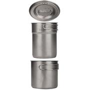 Lot de 2 casseroles de camping en acier inoxydable - Équipement de survie en extérieur - Outil de préparation des aliments portable pour le jardin, les sacs à dos, la randonnée, l'alpinisme