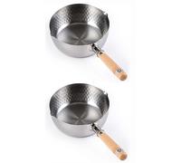 Lot de 2 casseroles japonaises Yukihira en acier inoxydable 16 cm, fabriquées au Japon, 1,2 l