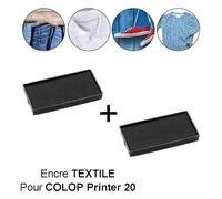 Lot de 2 Cassettes d'encre Textile pour vêtements E/20 recharge pour tampon COLOP Printer 20