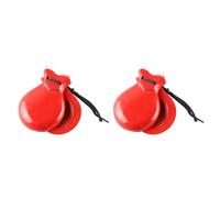 Lot de 2 castagnettes espagnoles avec ficelle traditionnelle en bois de flamenco - Instrument de musique orff - Facile à jouer - Instrument de musique espagnol - Danse flamenco
