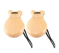 Lot de 2 castanets espagnols avec corde - Castanets traditionnels de flamenco - En bois - Instrument de musique - Facile à jouer - Instrument de percussion manuel pour débutants et professionnels