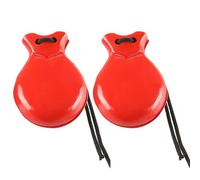 Lot de 2 castanets espagnols avec corde - Castanets traditionnels de flamenco - Instrument de musique en bois - Facile à jouer