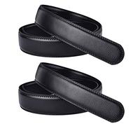 Lot de 2 ceintures de rechange automatiques en cuir souple pour homme - Sans boucle - 120 cm, Noir , 110
