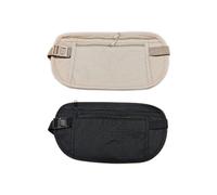 Lot de 2 ceintures de sécurité anti-vol, ceinture de sport, ceinture réglable, sac banane de voyage imperméable pour passeport, argent liquide, 2 kaki et noir, 26 x 13 cm