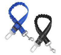 Lot de 2 ceintures de sécurité réglables pour chiens - Harnais de voiture réglable pour animaux domestiques (noir + bleu)