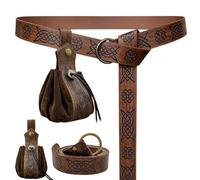 Lot de 2 ceintures médiévales, ceinture viking médiévale avec cordon de serrage en relief, sac banane rétro nordique, sac banane rétro Renaissance pour Halloween, carnaval, c, 80 Cm, rétro