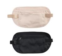 Lot de 2 ceintures pour billets de voyage - Pochette antivol étanche - Sécurisée, confortable, élégante, réglable - Élastique dissimulé - Pour homme et femme - Pour la course à pied du chien - Pour