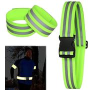 Lot de 2 Ceintures réfléchissantes, Ceinture réfléchissante Haute visibilité, Double Bandes réfléchissantes, Bande réfléchissante avec Fermeture Velcro, Course réfléchissant pour Le Cyclisme