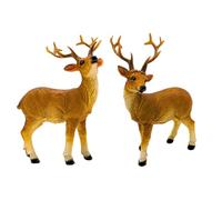 Lot de 2 Cerfs détaillés, Rennes décoratifs, Conseil décoratif avec Bois détaillés, Figurines de Cerfs, Figurines de Rennes, Cerfs Debout en céramique Marron ; Dimensions d'une Figurine décorative de