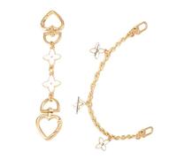 Lot de 2 chaînes de sac dorées - Design trèfle à quatre feuilles - Chaîne d'extension de 15 cm et 30 cm - Accessoire décoratif pour sac à bandoulière, sac à bandoulière et sac à main - Accessoire de