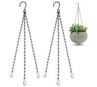 Lot de 2 chaînes de suspension en métal de 3 l avec crochet et clip pour pots de fleurs, cage à oiseaux, jardinières, lanternes, tableau de bord et ornements