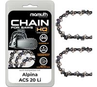 Lot de 2 chaînes de tronçonneuse 25 cm 1,1 mm 3/8" 40 TG TG pour Alpina ACS 20 Li