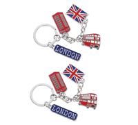 Lot de 2 chaînes souvenirs sur le thème britannique, porte-clés Union Jack pour voyage, souvenirs de Londres, utilisation quotidienne, design élégant du drapeau britannique, résistant et accessoires.