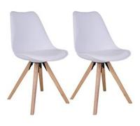 AltoBuy NIBBEN - Lot de 2 Chaises Blanches et Piétement Hévéa