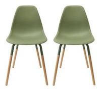 FLUK - Lot de 2 Chaises Polypropylène Vert et Bois - Altobuy Vert