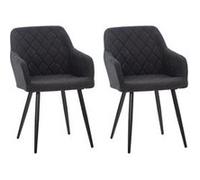 CLP Lot de 2 chaises de salle à manger Shila avec Piètement en Métal noir , Noir /Tissu