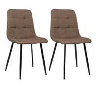 CLP Lot de 2 chaises de Salle ŕ Manger Tilde I Chaises de Cuisine rembourrées avec Housse surpiquée I avec Structure métallique, Couleur:Marron, Matériel:Tissu