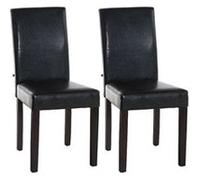 CLP Lot de 2 Chaises de salle à manger Ina similicuir avec pieds en Bois , Marron/Marron foncé Marron