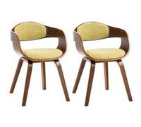 CLP Trading GmbH – Lot de 2 chaises ergonomiques Kingston, bois, dossier enveloppant, Noyer/Vert