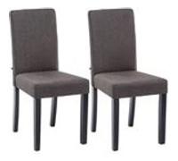 CLP Lot de 2 Chaises de salle à manger Ina Tissu avec pieds en Bois , Gris foncé/Noir Gris foncé