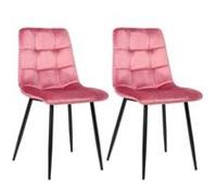 CLP Chaises de salle à manger Tilde – Lot de 2, rembourrées en velours, structure métallique, rose