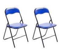 Lot de 2 chaise clp interieur pliable en metal H. 78 cm bleu Bleu / Noir G
