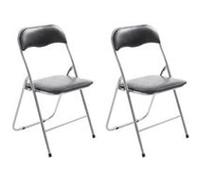 2 chaises pliantes Felix, métal, confortables, pratiques, salle conférence, salle visite. Noir/Argent