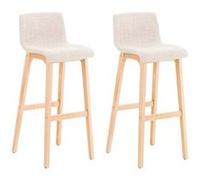 Lot de 2 chaise de bar clp H. 101 cm non pliable interieur en bois beige Crème G