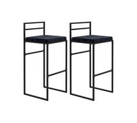 HomCom Tabourets de bar design Lot de 2 – Acier & velours, coussin, dossier, repose-pied – Noir
