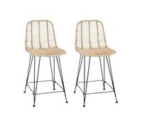 Tabouret de bar en rotin - vidaXL - Naturel - 44,5 x 54,5 x 97,5 cm - Assise 62 cm - Repose-pieds intégré - Cadre en fer