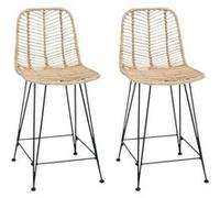 Tabouret de bar en rotin - vidaXL - Naturel - 44,5 x 54,5 x 97,5 cm - Assise 62 cm - Repose-pieds intégré - Cadre en fer