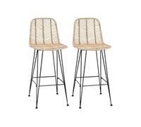 vidaXL Chaise de bar 2 pcs Naturel 44,5 x 53 x 111 cm Rotin et métal
