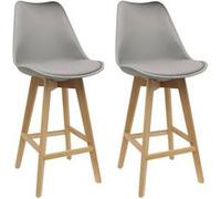 Lot de 2 chaise de bar GENERIQUE interieur non pliable en bois H. 105 cm gris Gris