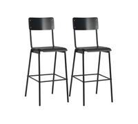 Vidaxl Chaises De Bar Lot De 2 Noir Contreplaqué Solide Et Acier Multicolore