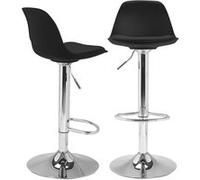 IDMarket Tabourets de bar Karl Design Noir – Lot de 2