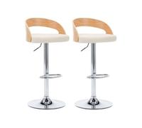 vidaXL Chaises de bar 2 pcs Crème Similicuir et bois courbé