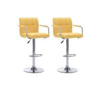 Vidaxl Chaises De Bar Lot De 2 Jaune Tissu
